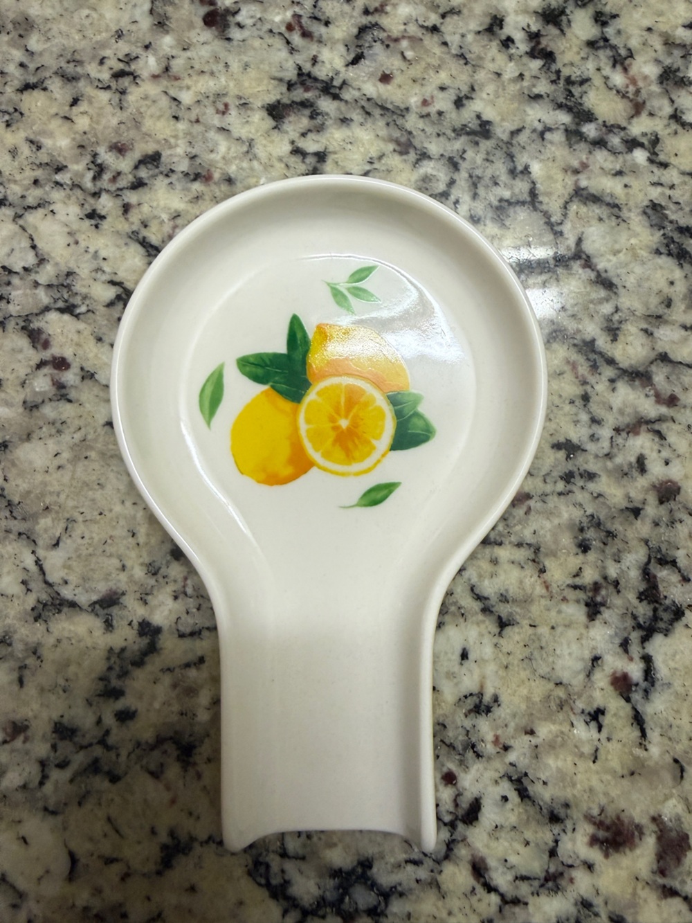 Ceramic Lemon Spoon Rest - White with Yellow Lemon Design